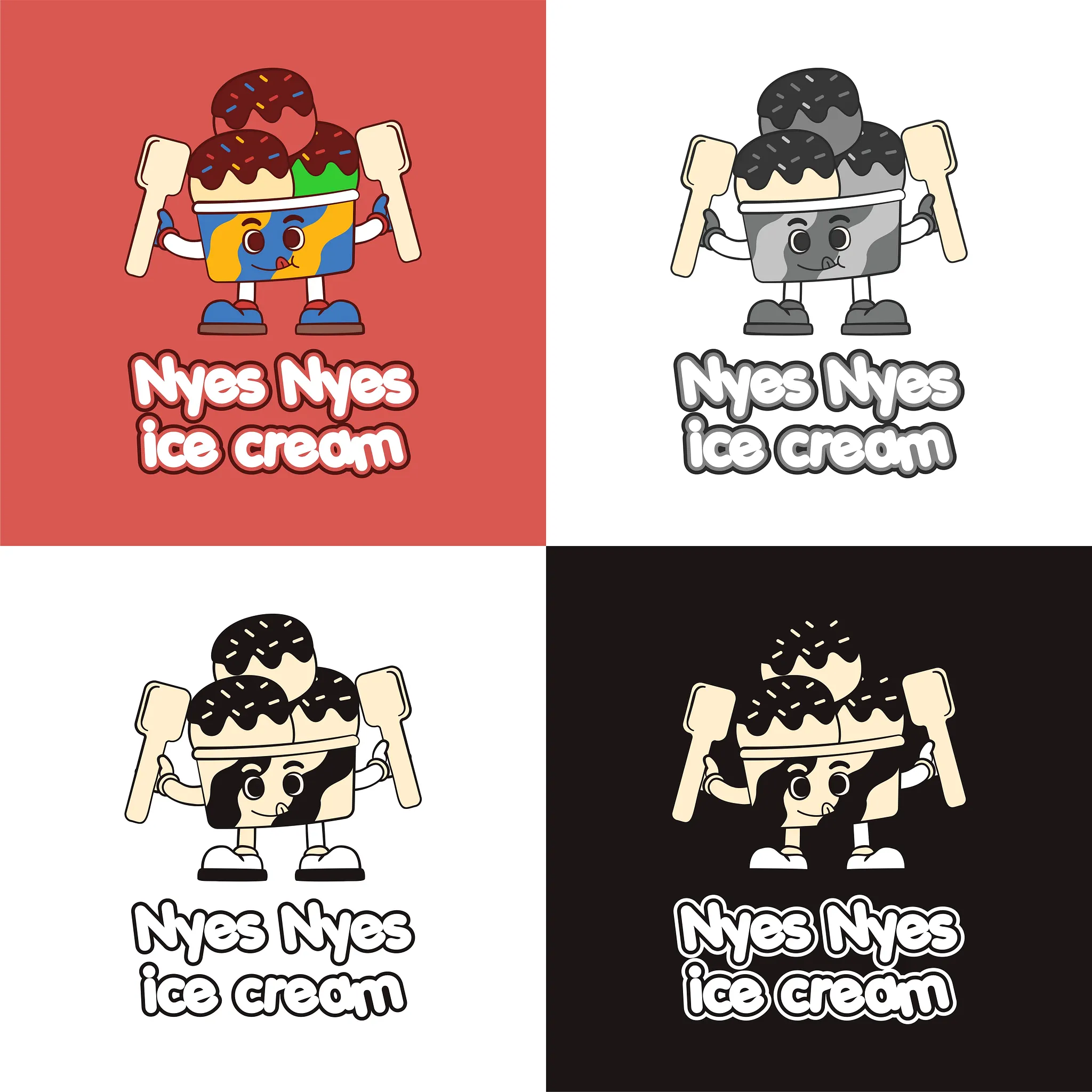 Konsep desain logo es krim Nyes Nyes