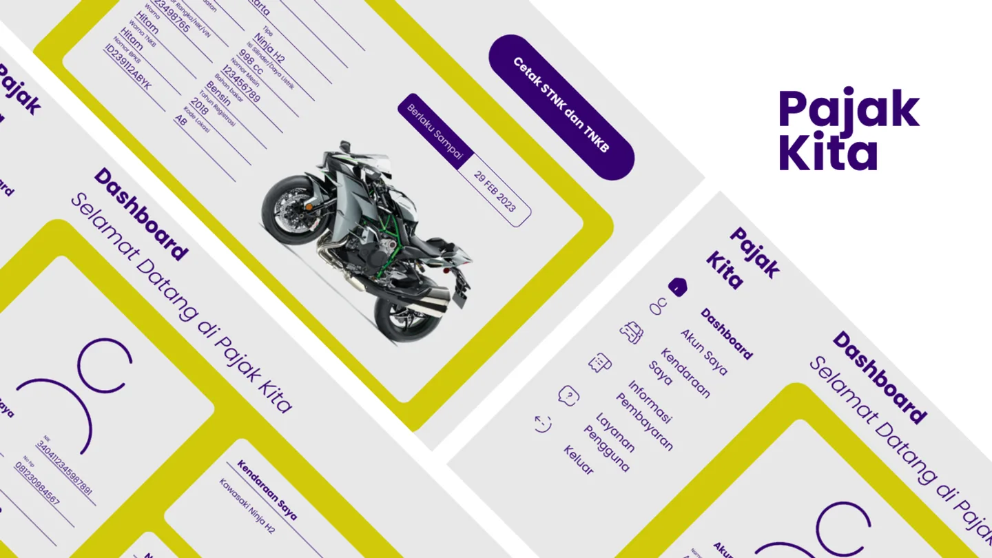 Desain UI website pembayaran pajak kendaraan Pajak Kita